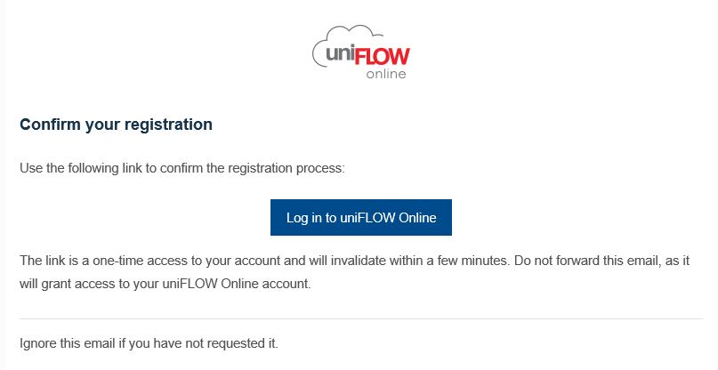 De knop Log in to uniFLOW Online.