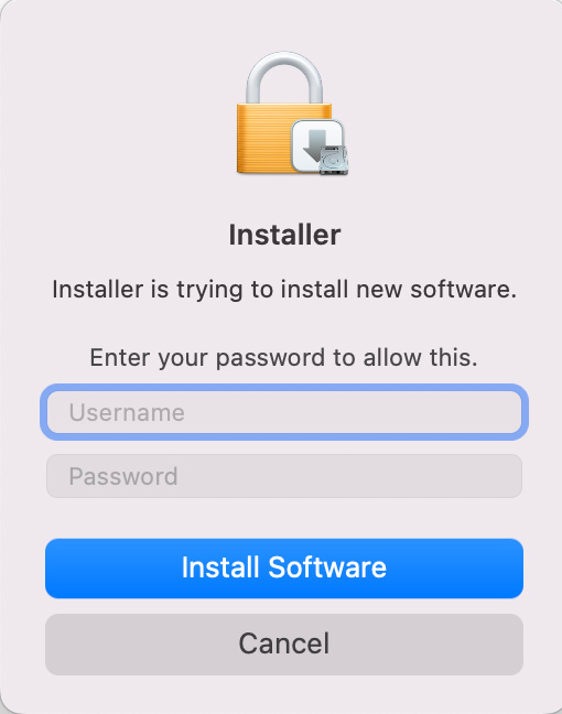 The window asking for administrator credentials.