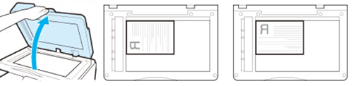 A document is placed on the glass platen with the printed side facing down.