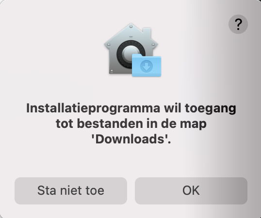 Het beveiligingsvenster met de knop OK.