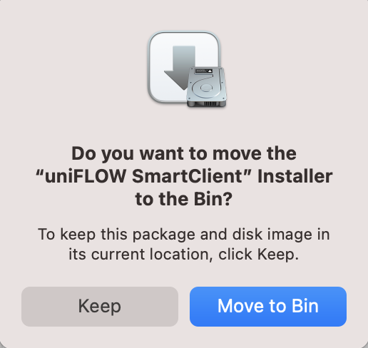 The installation file can be moved to the Trash.