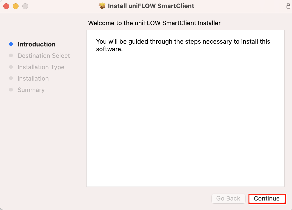 The first screen of the installer.