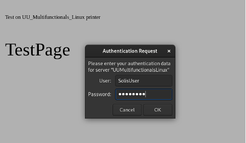 An Authentication Request window with fields for User and Password.