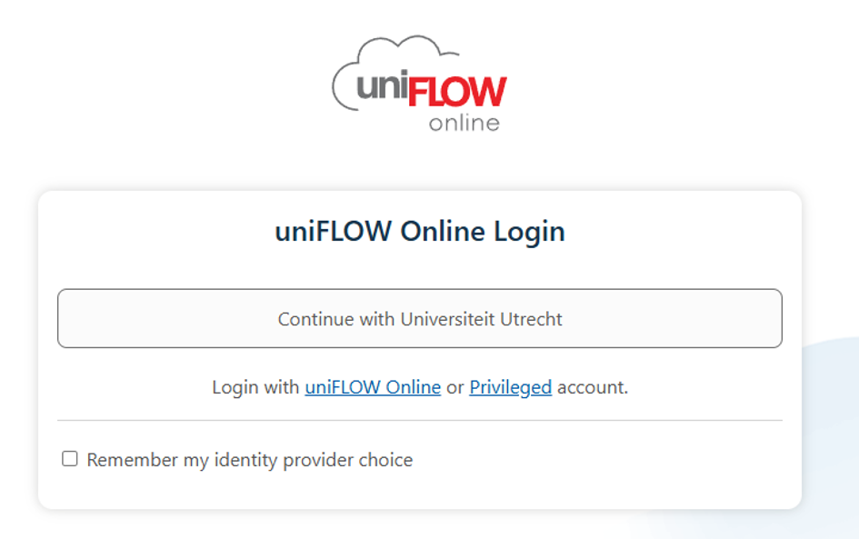 Het aanmeldvenster van uniFLOW Online.