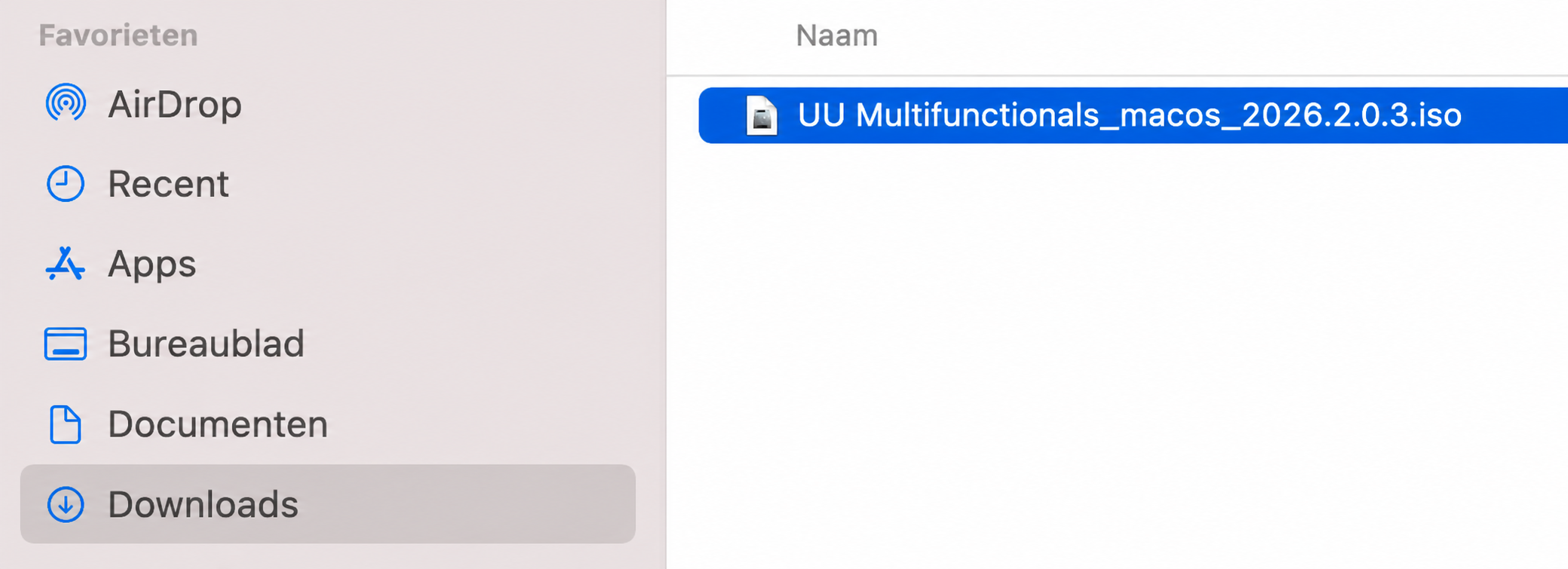 De map Downloads met het gedownloade installatiebestand.